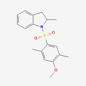 molecular formula C18H21NO3S B2706136 1-(4-methoxy-2,5-dimethylbenzenesulfonyl)-2-methyl-2,3-dihydro-1H-indole CAS No. 708222-68-8