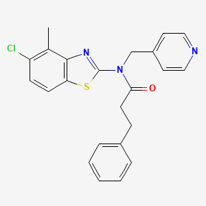 molecular formula C23H20ClN3OS B2706139 N-(5-chloro-4-methylbenzo[d]thiazol-2-yl)-3-phenyl-N-(pyridin-4-ylmethyl)propanamide CAS No. 923195-40-8