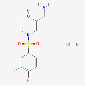 molecular formula C12H20ClFN2O3S B2706144 3-amino-N-ethyl-S-(4-fluoro-3-methylphenyl)-2-hydroxypropane-1-sulfonamido hydrochloride CAS No. 1417637-98-9
