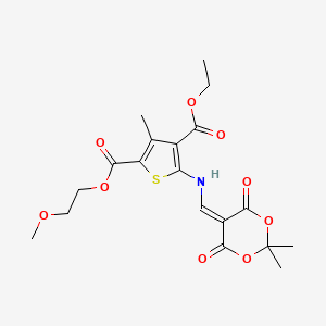 4-Ethyl 2-(2-methoxyethyl) 5-(((2,2-dimethyl-4,6-dioxo-1,3-dioxan-5-ylidene)methyl)amino)-3-methylthiophene-2,4-dicarboxylate