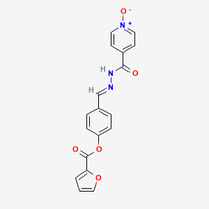 molecular formula C18H13N3O5 B2706164 (E)-4-(2-(4-((furan-2-carbonyl)oxy)benzylidene)hydrazinecarbonyl)pyridine 1-oxide CAS No. 306735-30-8