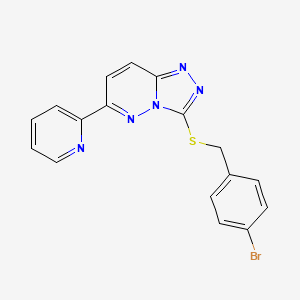 molecular formula C17H12BrN5S B2706165 3-[(4-Bromophenyl)methylsulfanyl]-6-pyridin-2-yl-[1,2,4]triazolo[4,3-b]pyridazine CAS No. 894056-20-3