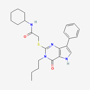 molecular formula C24H30N4O2S B2706166 2-((3-butyl-4-oxo-7-phenyl-4,5-dihydro-3H-pyrrolo[3,2-d]pyrimidin-2-yl)thio)-N-cyclohexylacetamide CAS No. 1260999-77-6