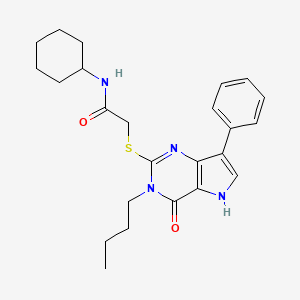 molecular formula C24H30N4O2S B2706166 2-((3-丁基-4-氧代-7-苯基-4,5-二氢-3H-吡咯并[3,2-d]嘧啶-2-基)硫代)-N-环己基乙酰胺 CAS No. 1260999-77-6