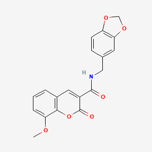 molecular formula C19H15NO6 B2706167 N-(1,3-benzodioxol-5-ylmethyl)-8-methoxy-2-oxochromene-3-carboxamide CAS No. 431919-40-3