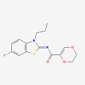 molecular formula C15H15FN2O3S B2706168 (Z)-N-(6-fluoro-3-propylbenzo[d]thiazol-2(3H)-ylidene)-5,6-dihydro-1,4-dioxine-2-carboxamide CAS No. 897499-80-8