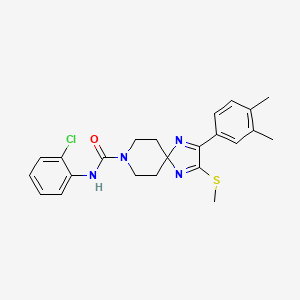 molecular formula C23H25ClN4OS B2706175 N-(2-chlorophenyl)-2-(3,4-dimethylphenyl)-3-(methylthio)-1,4,8-triazaspiro[4.5]deca-1,3-diene-8-carboxamide CAS No. 894881-85-7