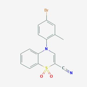 molecular formula C16H11BrN2O2S B2706176 4-(4-bromo-2-methylphenyl)-4H-benzo[b][1,4]thiazine-2-carbonitrile 1,1-dioxide CAS No. 1207011-13-9