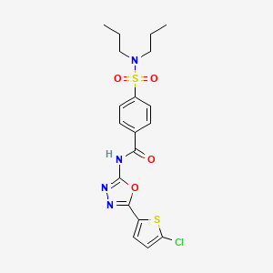 molecular formula C19H21ClN4O4S2 B2706185 N-[5-(5-chlorothiophen-2-yl)-1,3,4-oxadiazol-2-yl]-4-(dipropylsulfamoyl)benzamide CAS No. 533872-19-4
