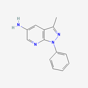 molecular formula C13H12N4 B2706186 3-methyl-1-phenyl-1H-pyrazolo[3,4-b]pyridin-5-amine CAS No. 1181669-30-6