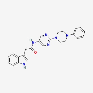 molecular formula C24H24N6O B2706188 2-(1H-Indol-3-YL)-N-[2-(4-phenylpiperazin-1-YL)pyrimidin-5-YL]acetamide CAS No. 1421528-15-5