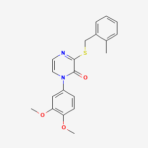 molecular formula C20H20N2O3S B2706190 1-(3,4-dimethoxyphenyl)-3-((2-methylbenzyl)thio)pyrazin-2(1H)-one CAS No. 899743-79-4