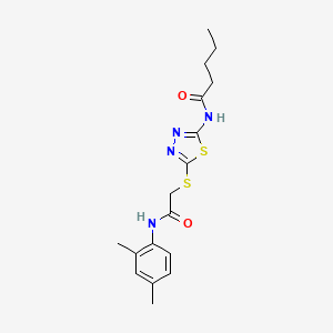 molecular formula C17H22N4O2S2 B2706194 N-[5-[2-(2,4-二甲基苯胺基)-2-氧代乙基]硫代-1,3,4-噻二唑-2-基]戊酰胺 CAS No. 392295-49-7