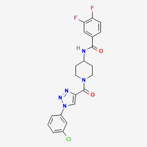 molecular formula C21H18ClF2N5O2 B2706197 N-(1-(1-(3-chlorophenyl)-1H-1,2,3-triazole-4-carbonyl)piperidin-4-yl)-3,4-difluorobenzamide CAS No. 1251696-16-8