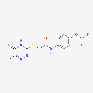 molecular formula C13H12F2N4O3S B2706203 N-[4-(二氟甲氧基)苯基]-2-[(5-羟基-6-甲基-1,2,4-噻嗪-3-基)硫代]-乙酰胺 CAS No. 326004-19-7