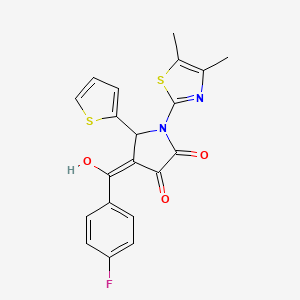 molecular formula C20H15FN2O3S2 B2706228 1-(4,5-dimethylthiazol-2-yl)-4-(4-fluorobenzoyl)-3-hydroxy-5-(thiophen-2-yl)-1H-pyrrol-2(5H)-one CAS No. 638135-19-0