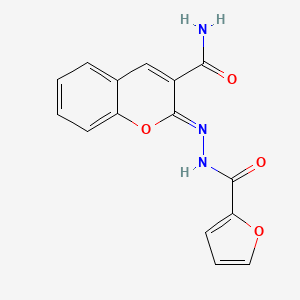 molecular formula C15H11N3O4 B2706230 (Z)-2-(2-(furan-2-carbonyl)hydrazono)-2H-chromene-3-carboxamide CAS No. 688767-22-8