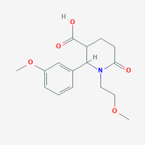 molecular formula C16H21NO5 B2706235 1-(2-甲氧基乙基)-2-(3-甲氧基-苯基)-6-氧代-哌嗪-3-羧酸 CAS No. 917748-64-2