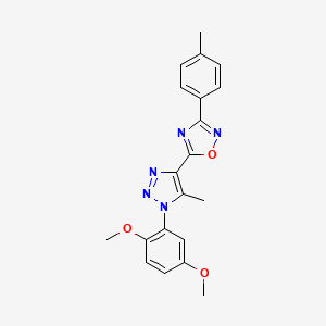 molecular formula C20H19N5O3 B2706237 5-[1-(2,5-dimethoxyphenyl)-5-methyl-1H-1,2,3-triazol-4-yl]-3-(4-methylphenyl)-1,2,4-oxadiazole CAS No. 895094-17-4