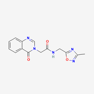 molecular formula C14H13N5O3 B2706239 N-((3-methyl-1,2,4-oxadiazol-5-yl)methyl)-2-(4-oxoquinazolin-3(4H)-yl)acetamide CAS No. 1207001-85-1