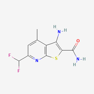 molecular formula C10H9F2N3OS B2706242 3-Amino-6-(difluoromethyl)-4-methylthieno[2,3-b]pyridine-2-carboxamide CAS No. 828278-41-7