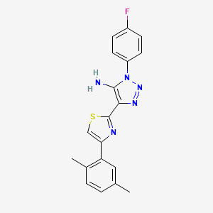 molecular formula C19H16FN5S B2706245 4-[4-(2,5-二甲基苯基)-1,3-噻唑-2-基]-1-(4-氟苯基)-1H-1,2,3-三唑-5-胺 CAS No. 1251616-05-3