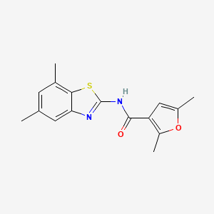 molecular formula C16H16N2O2S B2706246 N-(5,7-二甲基苯并[d]噻唑-2-基)-2,5-二甲基呋喃-3-甲酰胺 CAS No. 1172864-46-8