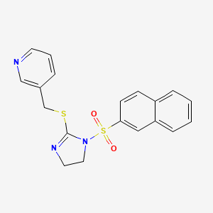 molecular formula C19H17N3O2S2 B2706248 3-[(1-萘-2-基磺酰-4,5-二氢咪唑-2-基)硫代甲基]吡啶 CAS No. 868218-80-8