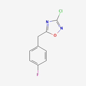 molecular formula C9H6ClFN2O B2706252 3-Chloro-5-[(4-fluorophenyl)methyl]-1,2,4-oxadiazole CAS No. 1393562-57-6