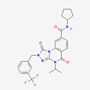 molecular formula C26H26F3N5O3 B2706256 N-cyclopentyl-4-isopropyl-1,5-dioxo-2-[3-(trifluoromethyl)benzyl]-1,2,4,5-tetrahydro[1,2,4]triazolo[4,3-a]quinazoline-8-carboxamide CAS No. 1242970-51-9