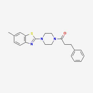 molecular formula C21H23N3OS B2706258 1-[4-(6-甲基-1,3-苯并噻唑-2-基)哌嗪-1-基]-3-苯基丙酮 CAS No. 897467-57-1
