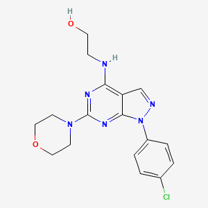 molecular formula C17H19ClN6O2 B2706266 2-((1-(4-chlorophenyl)-6-morpholino-1H-pyrazolo[3,4-d]pyrimidin-4-yl)amino)ethanol CAS No. 2034265-67-1