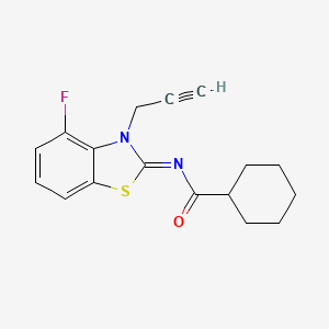 molecular formula C17H17FN2OS B2706269 N-(4-氟-3-丙-2-炔基-1,3-苯并噻唑-2-基亚甲基)环己烷甲酰胺 CAS No. 865248-92-6