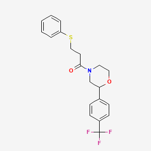 molecular formula C20H20F3NO2S B2706270 3-(Phenylthio)-1-(2-(4-(trifluoromethyl)phenyl)morpholino)propan-1-one CAS No. 1351582-47-2