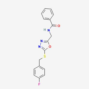 molecular formula C17H14FN3O2S B2706274 N-((5-((4-fluorobenzyl)thio)-1,3,4-oxadiazol-2-yl)methyl)benzamide CAS No. 941922-79-8