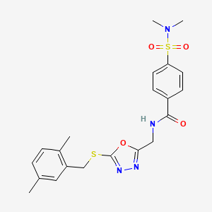 molecular formula C21H24N4O4S2 B2706278 N-((5-((2,5-dimethylbenzyl)thio)-1,3,4-oxadiazol-2-yl)methyl)-4-(N,N-dimethylsulfamoyl)benzamide CAS No. 941944-13-4