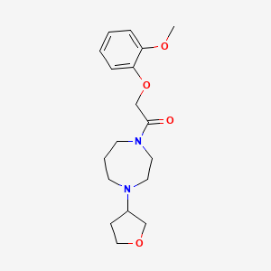 molecular formula C18H26N2O4 B2706290 2-(2-Methoxyphenoxy)-1-(4-(tetrahydrofuran-3-yl)-1,4-diazepan-1-yl)ethan-1-one CAS No. 2320421-22-3