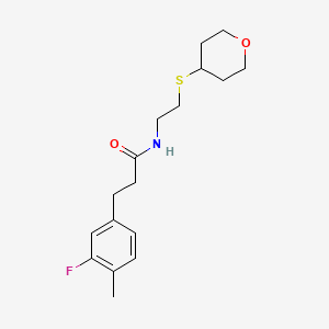 molecular formula C17H24FNO2S B2706291 3-(3-fluoro-4-methylphenyl)-N-(2-((tetrahydro-2H-pyran-4-yl)thio)ethyl)propanamide CAS No. 2034355-66-1