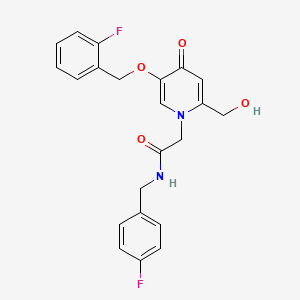 molecular formula C22H20F2N2O4 B2706297 N-(4-fluorobenzyl)-2-(5-((2-fluorobenzyl)oxy)-2-(hydroxymethyl)-4-oxopyridin-1(4H)-yl)acetamide CAS No. 941885-55-8