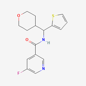 molecular formula C16H17FN2O2S B2706300 5-氟-N-((四氢-2H-吡喃-4-基)(噻吩-2-基)甲基)烟酰胺 CAS No. 2310121-67-4