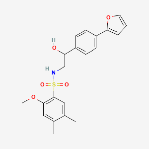 molecular formula C21H23NO5S B2706303 2-(4-(呋喃-2-基)苯基)-2-羟基-S-(2-甲氧基-4,5-二甲基苯基)乙磺酰胺 CAS No. 2097884-45-0