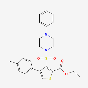 molecular formula C24H26N2O4S2 B2706305 Ethyl 4-(4-methylphenyl)-3-[(4-phenylpiperazin-1-yl)sulfonyl]thiophene-2-carboxylate CAS No. 946322-88-9