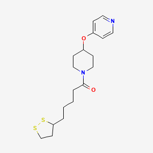 molecular formula C18H26N2O2S2 B2706312 5-(1,2-二硫杂环戊二烯-3-基)-1-(4-(吡啶-4-基氧基)哌嗪-1-基)戊酮-1-酮 CAS No. 2034329-27-4
