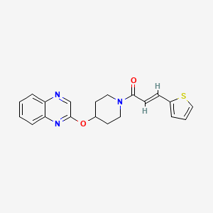 molecular formula C20H19N3O2S B2706314 (E)-1-(4-(喹喜啶-2-基氧基)哌嗪-1-基)-3-(噻吩-2-基)丙-2-烯-1-酮 CAS No. 1706513-16-7