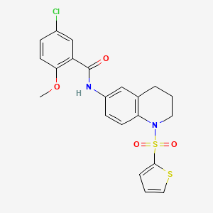 molecular formula C21H19ClN2O4S2 B2706319 5-chloro-2-methoxy-N-[1-(2-thienylsulfonyl)-1,2,3,4-tetrahydroquinolin-6-yl]benzamide CAS No. 1005300-50-4