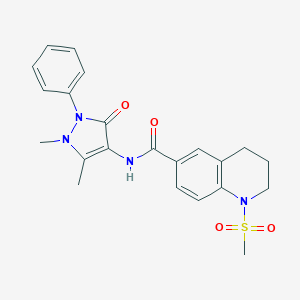 molecular formula C22H24N4O4S B270632 N-(1,5-dimethyl-3-oxo-2-phenyl-2,3-dihydro-1H-pyrazol-4-yl)-1-(methylsulfonyl)-1,2,3,4-tetrahydro-6-quinolinecarboxamide 
