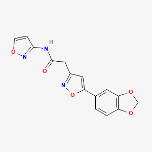 molecular formula C15H11N3O5 B2706320 2-(5-(benzo[d][1,3]dioxol-5-yl)isoxazol-3-yl)-N-(isoxazol-3-yl)acetamide CAS No. 1105206-51-6