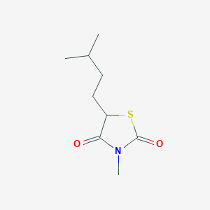 molecular formula C9H15NO2S B2706325 3-甲基-5-(3-甲基丁基)-1,3-噻唑烷-2,4-二酮 CAS No. 861206-58-8