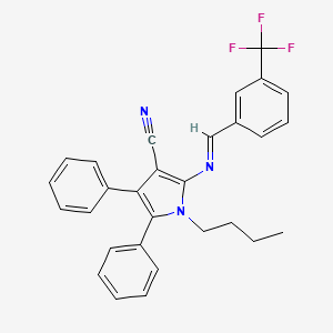 molecular formula C29H24F3N3 B2706331 1-butyl-4,5-diphenyl-2-({(E)-[3-(trifluoromethyl)phenyl]methylidene}amino)-1H-pyrrole-3-carbonitrile CAS No. 478032-83-6