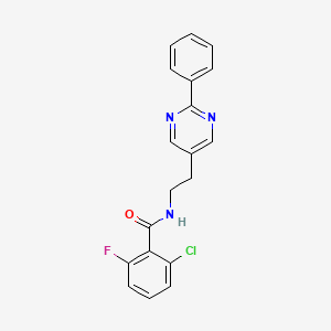 molecular formula C19H15ClFN3O B2706332 2-chloro-6-fluoro-N-(2-(2-phenylpyrimidin-5-yl)ethyl)benzamide CAS No. 2034604-25-4